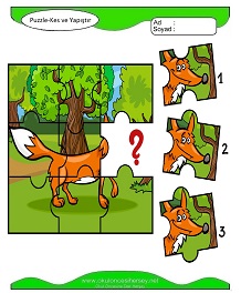 Puzzle Kes Yapıştır Çalışma Sayfaları